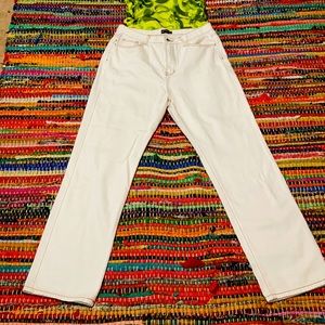 Cream oversized denim pants.